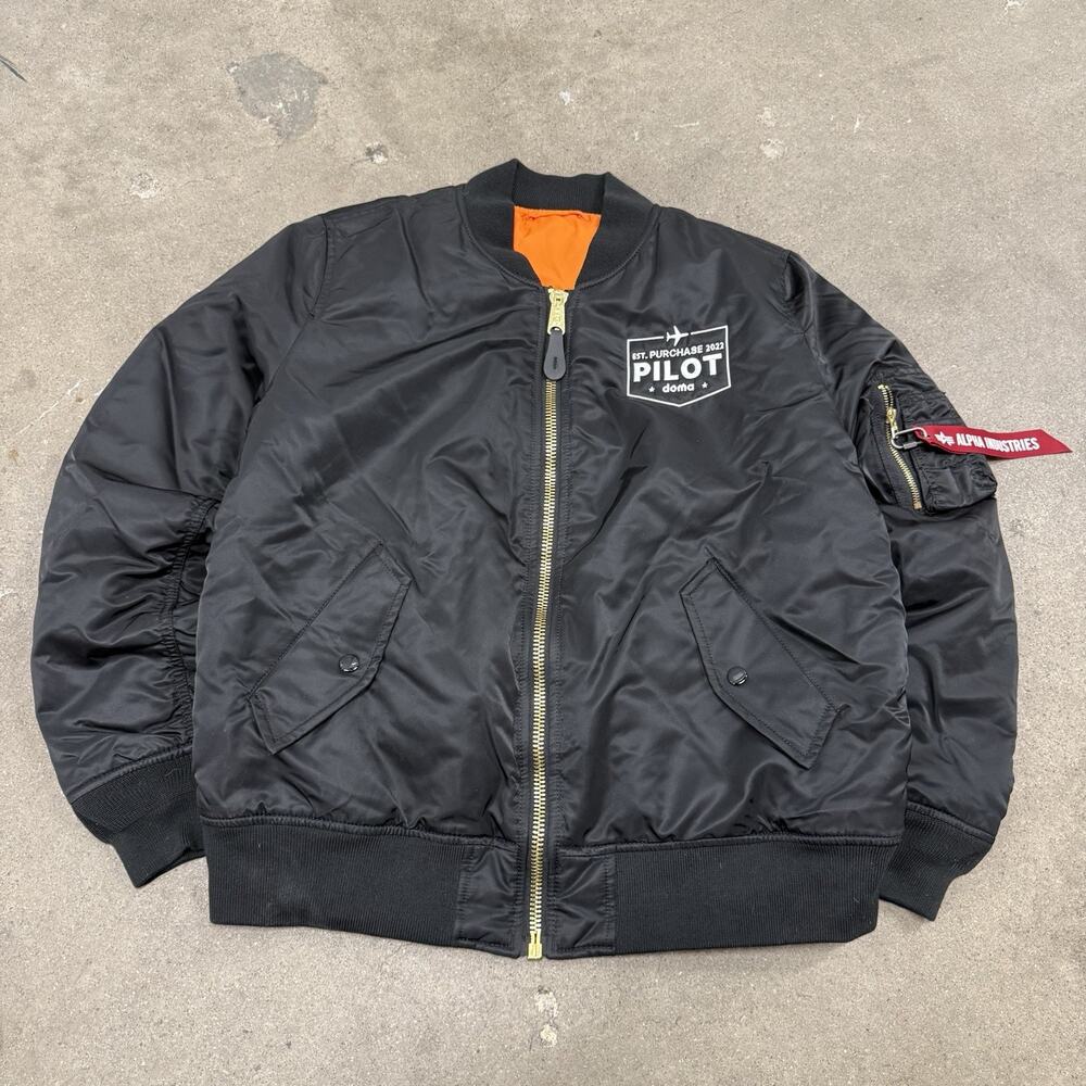 ALPHA INDUSTRIES REVERSIBLE MENS MA-1 BOMBER FLIGHT JACKET BLACK XL